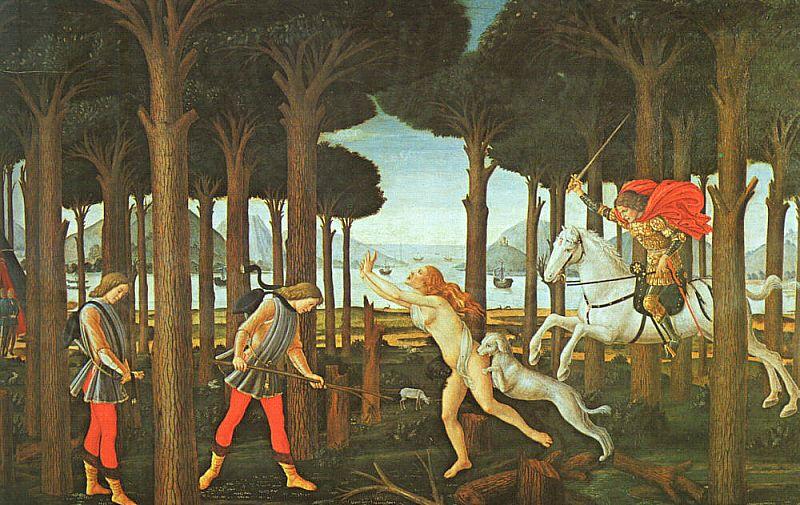 Sandro Botticelli Panel II of The Story of Nastagio degli Onesti oil painting picture